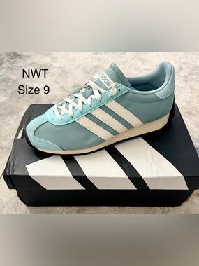 adidas Women's Mint Blue Retro Runner Sneakers with White Stripes